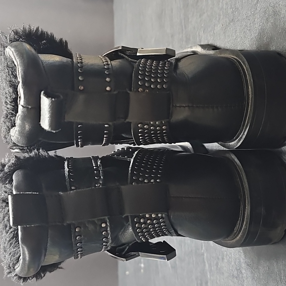 Zara Woman Black Studded Leather Boots